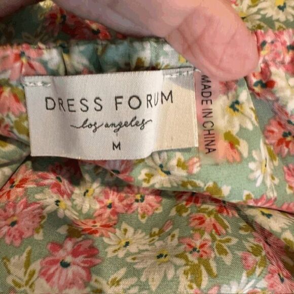 Dress Forum Star Floral Ruffle Crop Top Satin Tiered Babydoll Green Size Medium - Picture 3 of 8